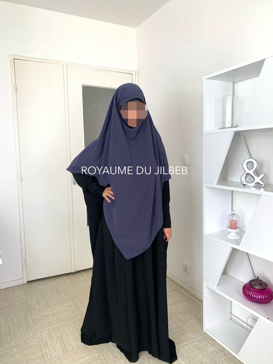 Khimar pointu, couleur bleu turquin (2 longueurs)