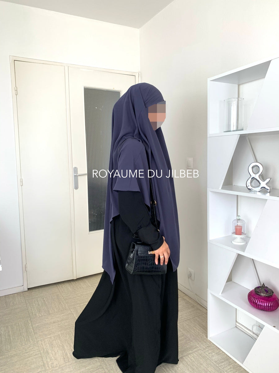 Khimar pointu, couleur bleu turquin (2 longueurs)