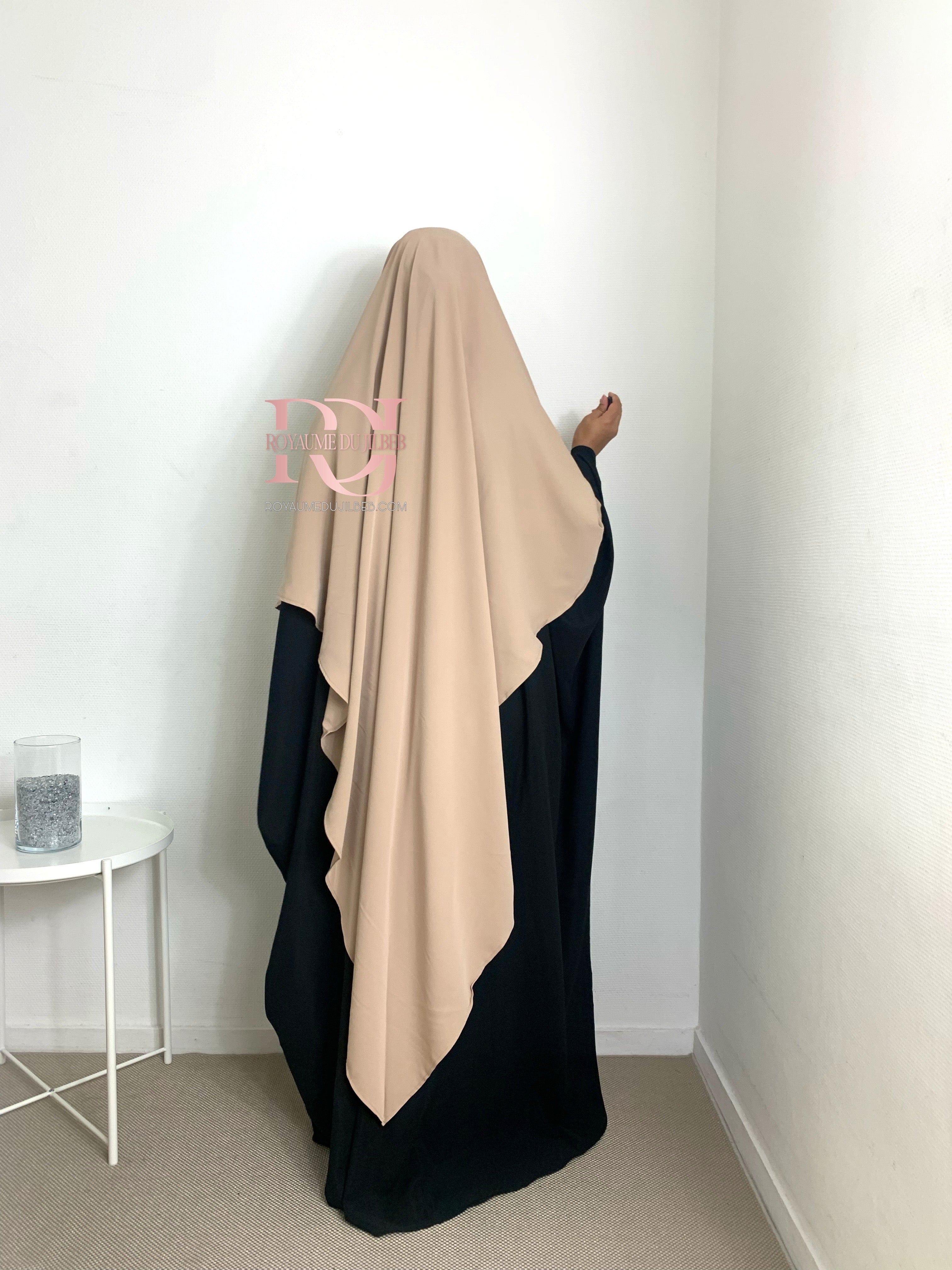 Khimar soie de Medine, couleur beige (2 longueurs)
